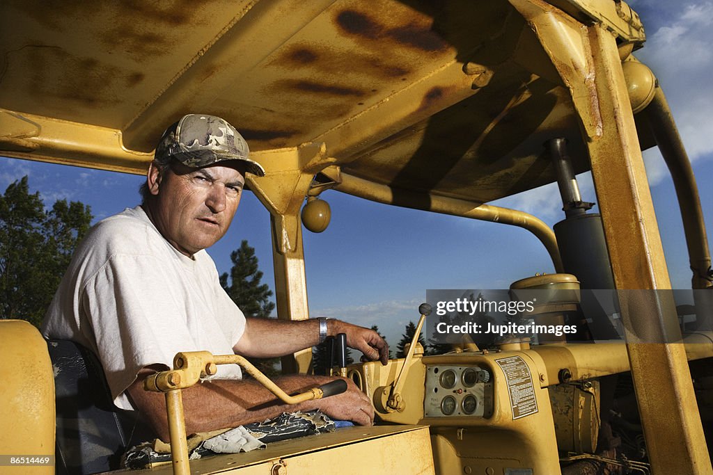 Man on bulldozer