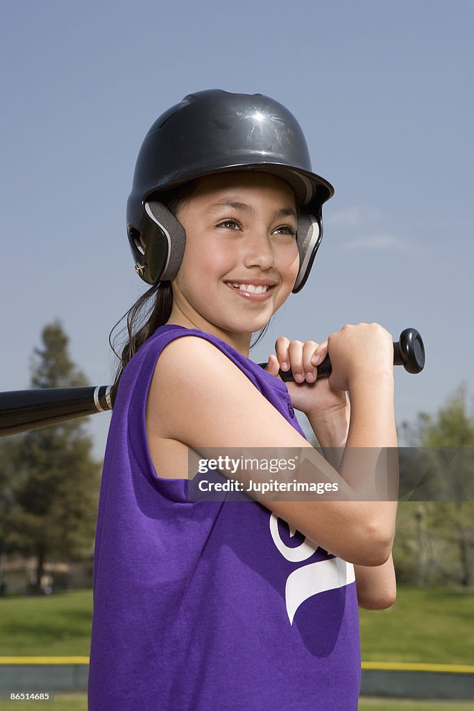 Little league player up to bat