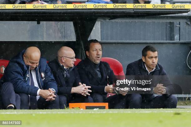 Team manager Bas van Noortwijk of Feyenoord, assistant trainer Jan Wouters of Feyenoord, assistant trainer Jean-Paul van Gastel of Feyenoord, coach...