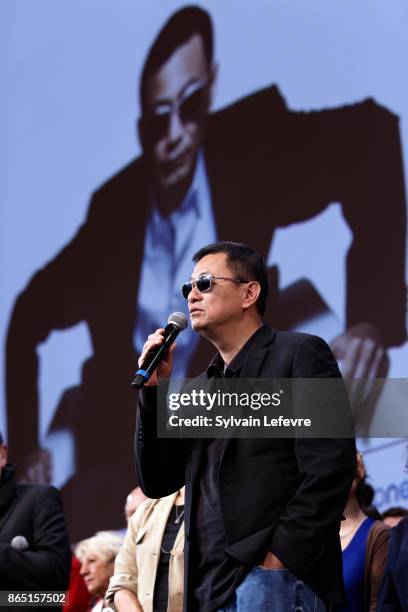 Wong Kar-wai attends the closing ceremony of 9th Film Festival Lumiere on October 22, 2017 in Lyon, France.