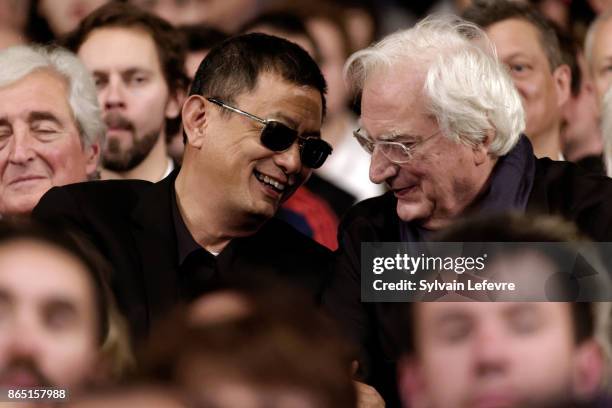 Wong Kar-wai and Betrand Tavernier attend the closing ceremony of 9th Film Festival Lumiere on October 22, 2017 in Lyon, France.