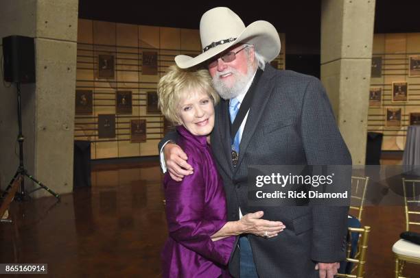 Musician Charlie Daniels and wife Hazel Daniels attend the Country Music Hall of Fame and Museum Medallion Ceremony to celebrate 2017 hall of fame...