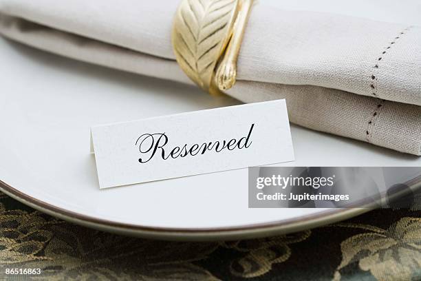 elegant table setting - reserved sign stock pictures, royalty-free photos & images