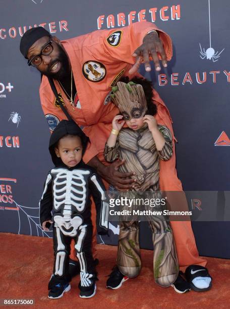 Baron Davis with Luke Davis and Kingman Davis at the GOOD+ Foundation's 2nd Annual Halloween Bash at Culver Studios on October 22, 2017 in Culver...