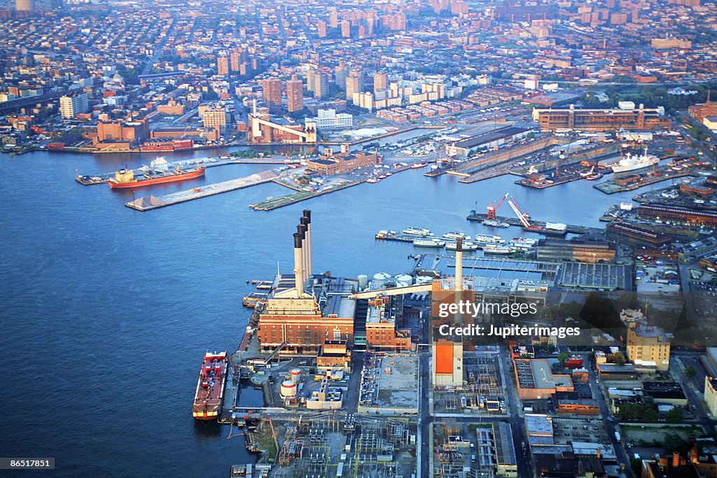 Aerial view of Brooklyn Navy Yard in New York City