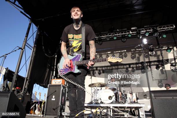 Johnny Stevens adn Ryan Meyer of Highly Suspect perform at Echo Stage during day 3 of the 2017 Lost Lake Festival on October 22, 2017 in Phoenix,...