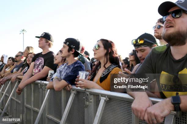 Festivalgoers watch Highly Suspect perform at Echo Stage during day 3 of the 2017 Lost Lake Festival on October 22, 2017 in Phoenix, Arizona.