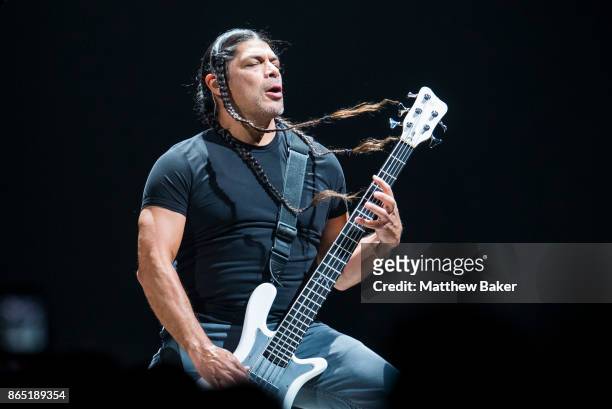 Robert Trujillo of Metallica performs live on stage at The O2 Arena on October 22, 2017 in London, England.