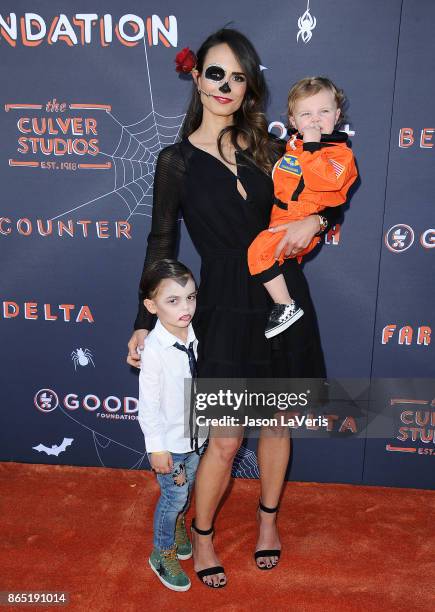 Actress Jordana Brewster and sons Julian Form-Brewster and Rowan Brewster-Form attend the GOOD+ Foundation's 2nd annual Halloween Bash at Culver...