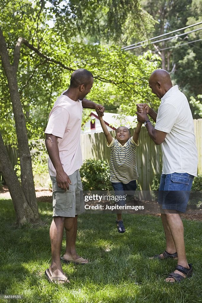 Family playing outdoors