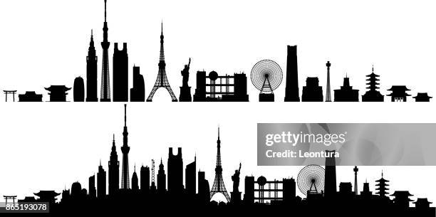 tokyo (all buildings are complete and moveable) - tokyo japan stock illustrations