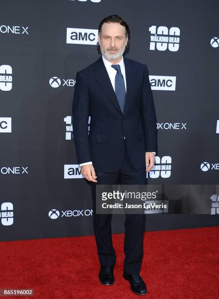 Actor Andrew Lincoln attends the 100th episode celebration off "The Walking Dead" at The Greek Theatre on October 22, 2017 in Los Angeles, California.
