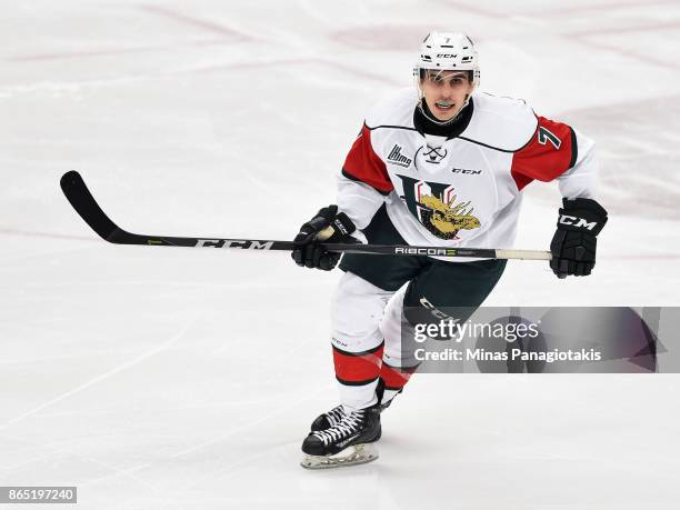 Ryan Barbosa of the Halifax Mooseheads skates against the Blainville-Boisbriand Armada during the QMJHL game at Centre d'Excellence Sports Rousseau...