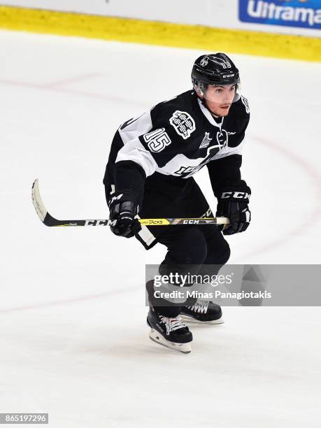 Quinn Hanna of the Blainville-Boisbriand Armada skates against the Halifax Mooseheads during the QMJHL game at Centre d'Excellence Sports Rousseau on...