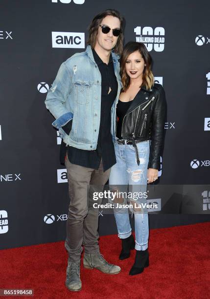 Actress Ashley Tisdale and husband Christopher French attend the 100th episode celebration off "The Walking Dead" at The Greek Theatre on October 22,...