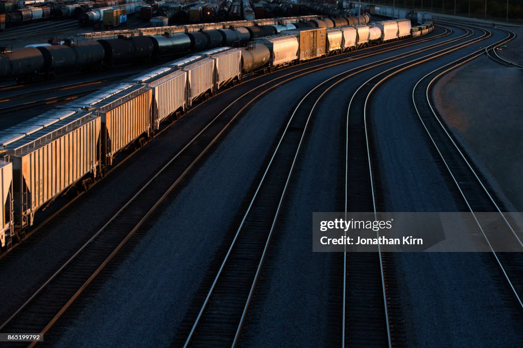 Railroad switching yard in Illinois.