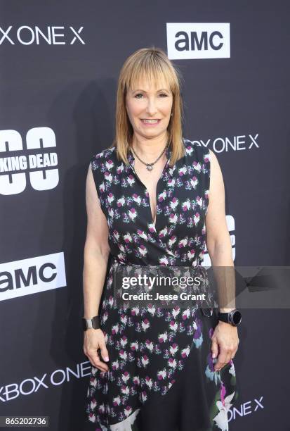 Executive Producer Gale Anne Hurd arrives at The Walking Dead 100th Episode Premiere and Party on October 22, 2017 in Los Angeles, California.