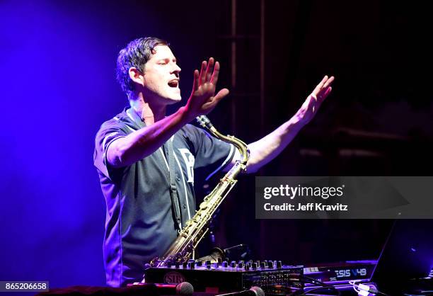 Dominic Lalli of Big Gigantic performs at Piestewa Stage during day 3 of the 2017 Lost Lake Festival on October 22, 2017 in Phoenix, Arizona.
