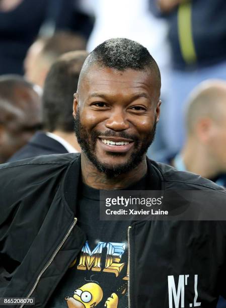 Djibril Cisse attends the Ligue 1 match between Olympique Marseille and Paris Saint Germain at Orange Velodrome on October 22, 2017 in Marseille.