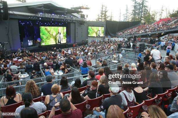 General view of the stage is seen from the seating area at The Walking Dead 100th Episode Premiere and Party on October 22, 2017 in Los Angeles,...