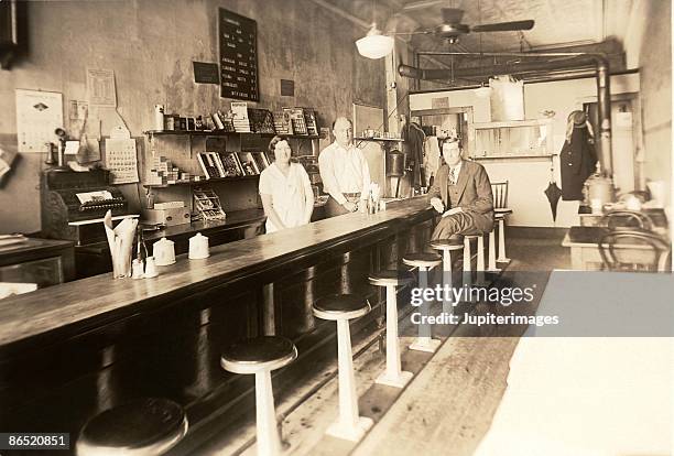 old-fashioned diner - soda fountain stock pictures, royalty-free photos & images