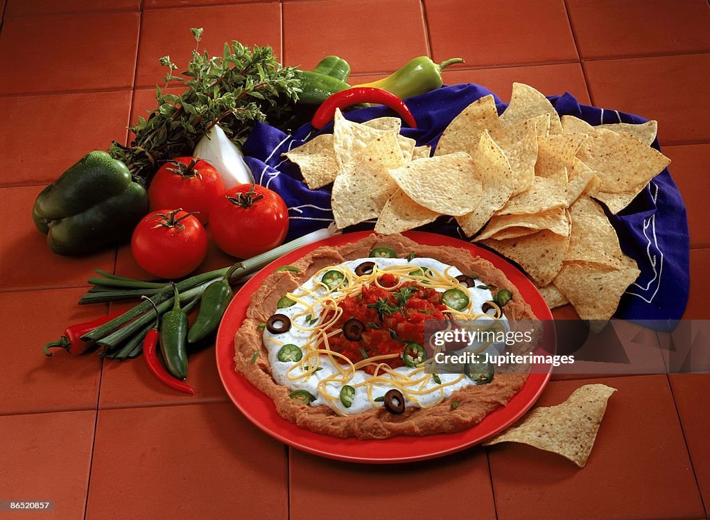 Bean dip and chips