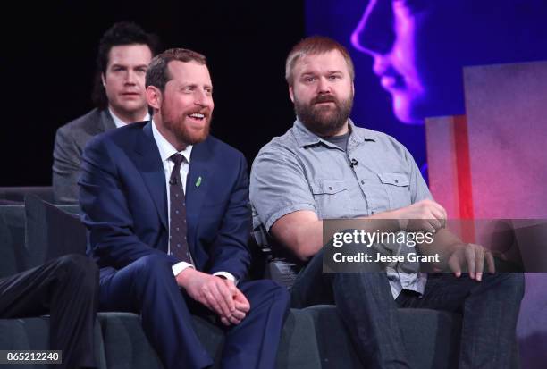 Executive producers Scott M. Gimple and Robert Kirkman speak onstage at The Walking Dead 100th Episode Premiere and Party on October 22, 2017 in Los...