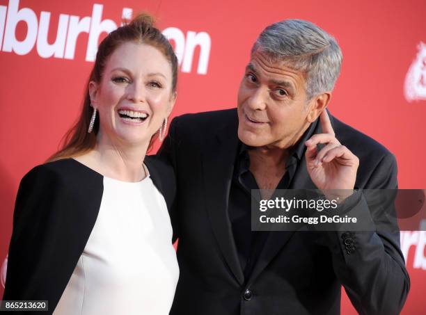 Julianne Moore and George Clooney arrive at the premiere of Paramount Pictures' "Suburbicon" at Regency Village Theatre on October 22, 2017 in...