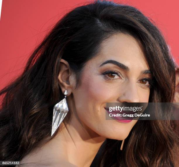 Amal Clooney arrives at the premiere of Paramount Pictures' "Suburbicon" at Regency Village Theatre on October 22, 2017 in Westwood, California.