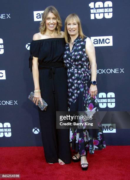 Producers Denise Huth and Gale Anne Hurd attend AMC Celebrates The 100th Episode of 'The Walking Dead' at The Greek Theatre on October 22, 2017 in...