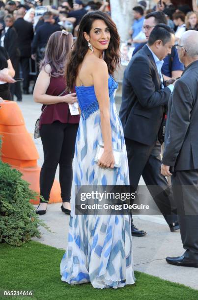 Amal Clooney arrives at the premiere of Paramount Pictures' "Suburbicon" at Regency Village Theatre on October 22, 2017 in Westwood, California.