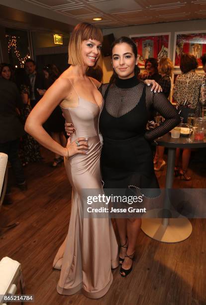 Pollyanna McIntosh and Alanna Masterson attend The Walking Dead 100th Episode Premiere and Party on October 22, 2017 in Los Angeles, California.