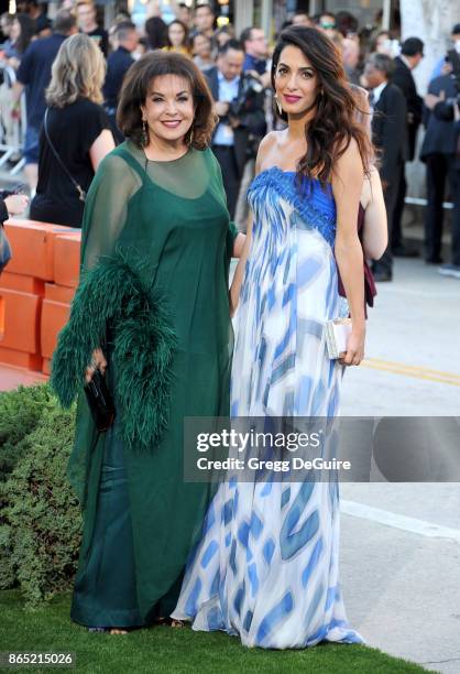 Amal Clooney and mom Baria Alamuddin arrive at the premiere of Paramount Pictures' "Suburbicon" at Regency Village Theatre on October 22, 2017 in...