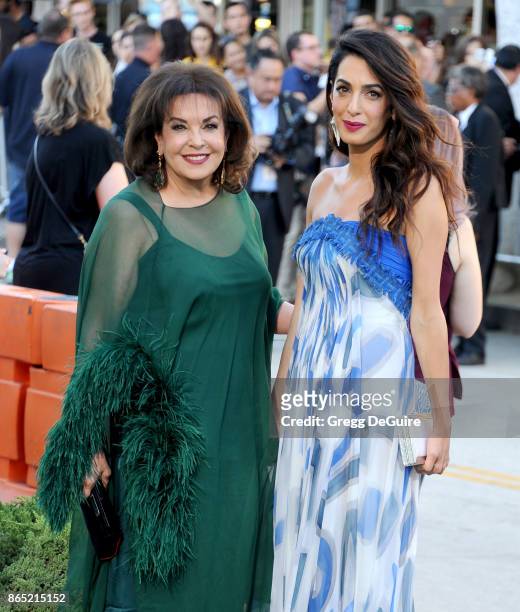 Amal Clooney and mom Baria Alamuddin arrive at the premiere of Paramount Pictures' "Suburbicon" at Regency Village Theatre on October 22, 2017 in...