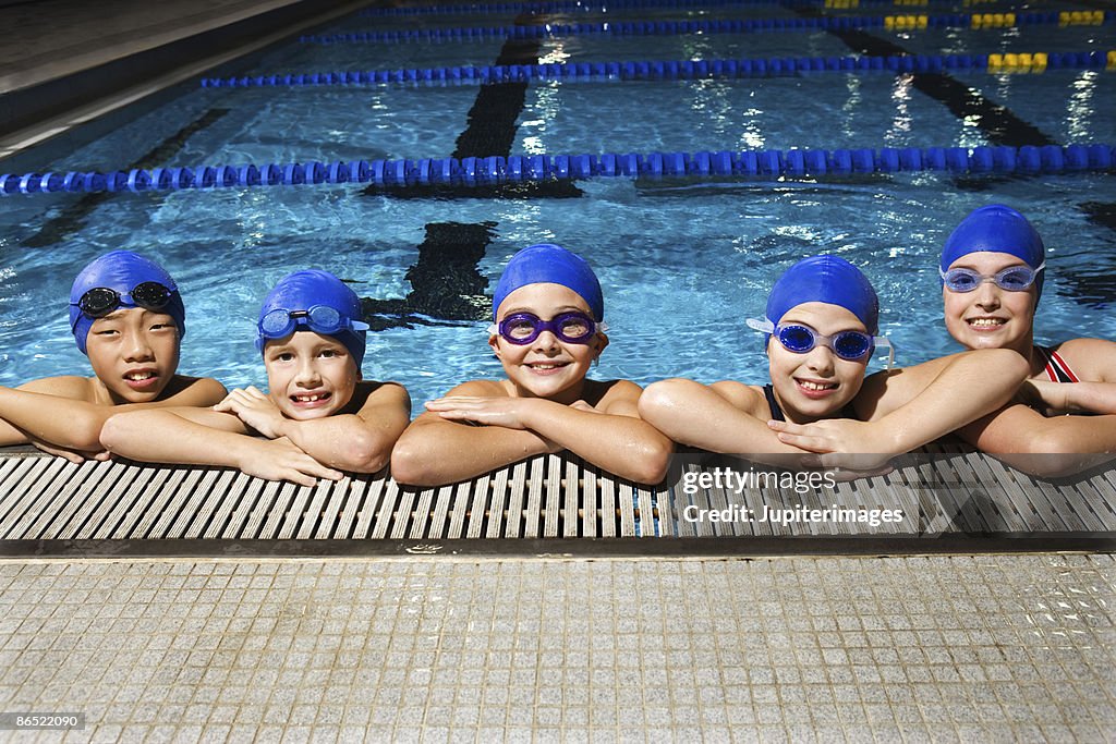 Swim team posing
