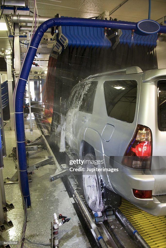 SUV in car wash