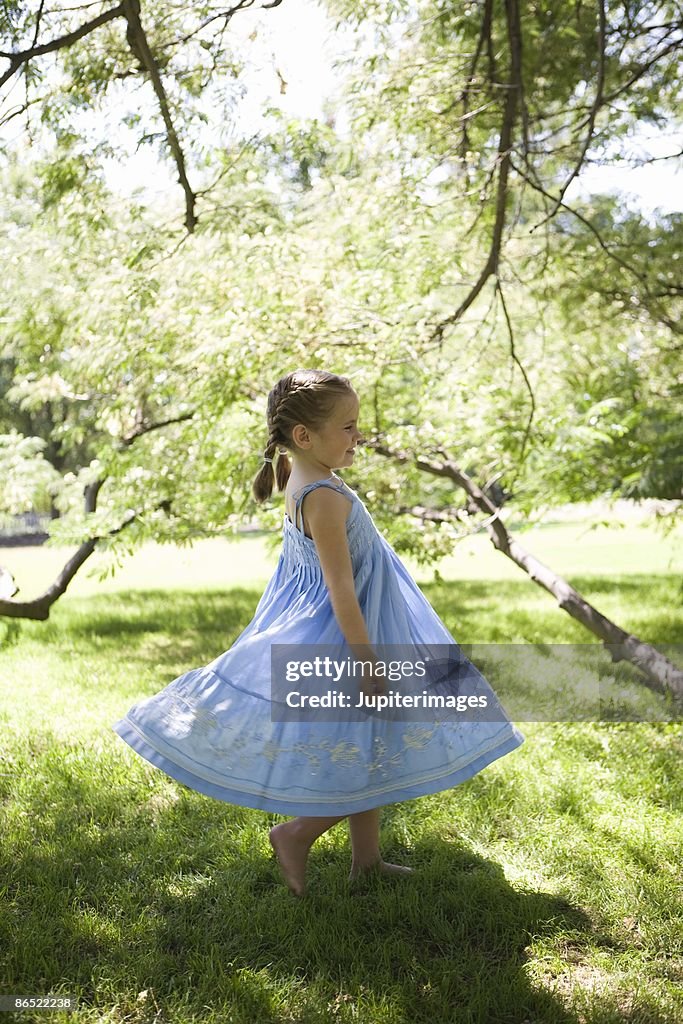 Girl playing outdoors