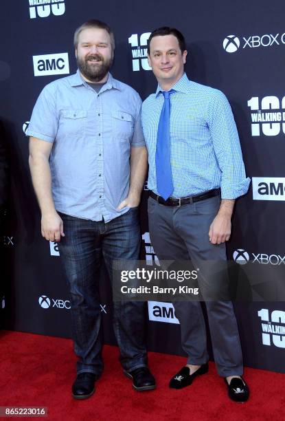 Producers Robert Kirkman and Dave Alpert attend AMC Celebrates The 100th Episode of 'The Walking Dead' at The Greek Theatre on October 22, 2017 in...