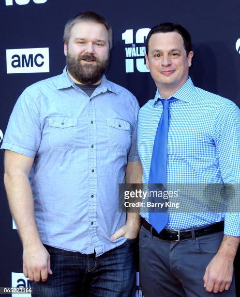 Producers Robert Kirkman and Dave Alpert attend AMC Celebrates The 100th Episode of 'The Walking Dead' at The Greek Theatre on October 22, 2017 in...