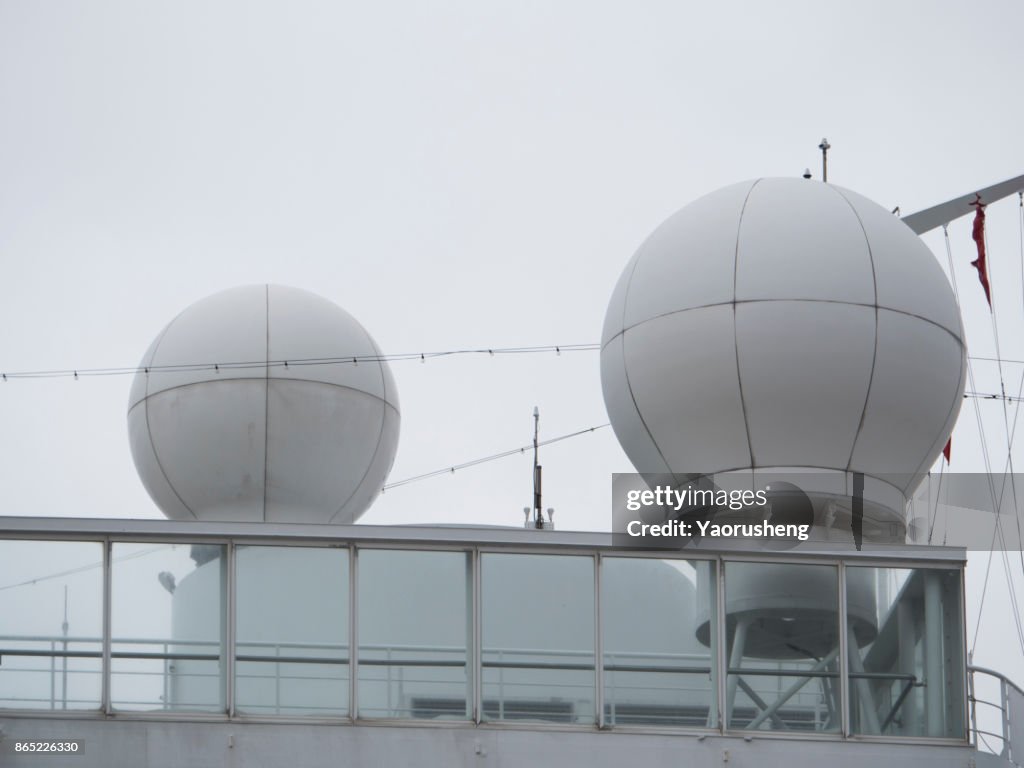 Radar mast on commercial ship