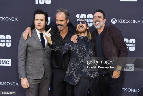 Josh McDermitt, Steven Ogg, Austin Amelio and Jeffrey Dean Morgan attend AMC Celebrates The 100th Episode Of "The Walking Dead" - Arrivals at The...