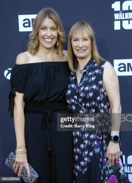 Producers Denise Huth and Gale Anne Hurd attend AMC Celebrates The 100th Episode of 'The Walking Dead' at The Greek Theatre on October 22, 2017 in...