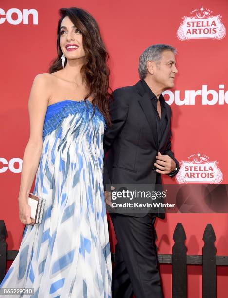 Executive producer George Clooney and his wife Amal Clooney arrive at the premiere of Paramount Pictures' "Suburbicon" at the Village Theatre on...