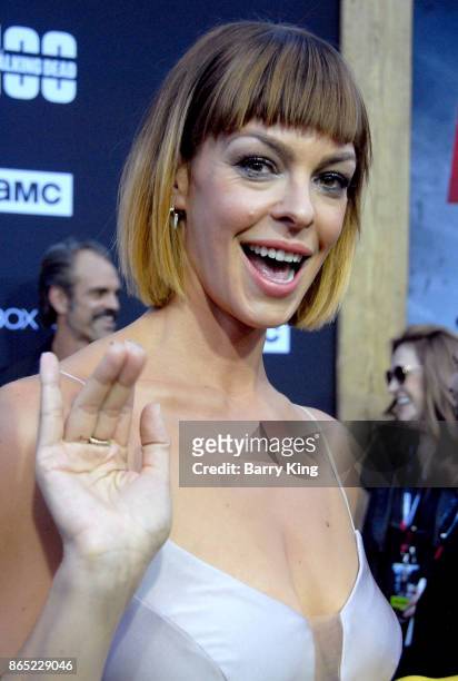 Actress Pollyanna McIntosh attends AMC Celebrates The 100th Episode of 'The Walking Dead' at The Greek Theatre on October 22, 2017 in Los Angeles,...