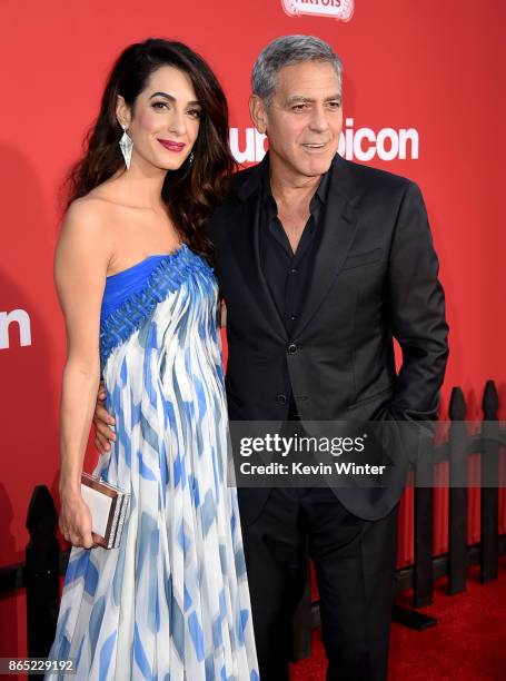 Executive producer George Clooney and his wife Amal Clooney arrive at the premiere of Paramount Pictures' "Suburbicon" at the Village Theatre on...