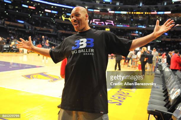 LaVar Ball attends a basketball game between the Los Angeles Lakers and the New Orleans Pelicans at Staples Center on October 22, 2017 in Los...
