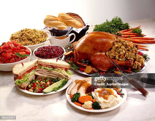 thanksgiving feast - leftovers stockfoto's en -beelden