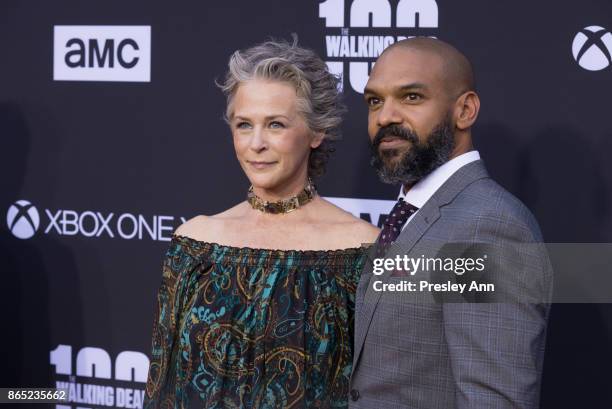 Melissa McBride and Khary Payton attend AMC Celebrates The 100th Episode Of "The Walking Dead" - Arrivals at The Greek Theatre on October 22, 2017 in...