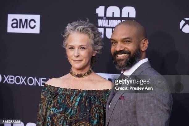 Melissa McBride and Khary Payton attend AMC Celebrates The 100th Episode Of "The Walking Dead" - Arrivals at The Greek Theatre on October 22, 2017 in...