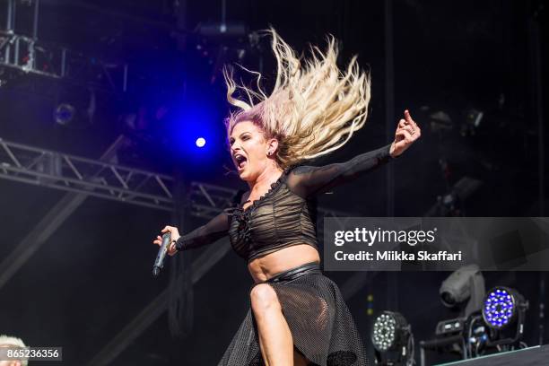 Heidi Shepherd of Butcher Babies performs at Monster Energy Aftershock Festival 2017 at Discovery Park on October 22, 2017 in Sacramento, California.